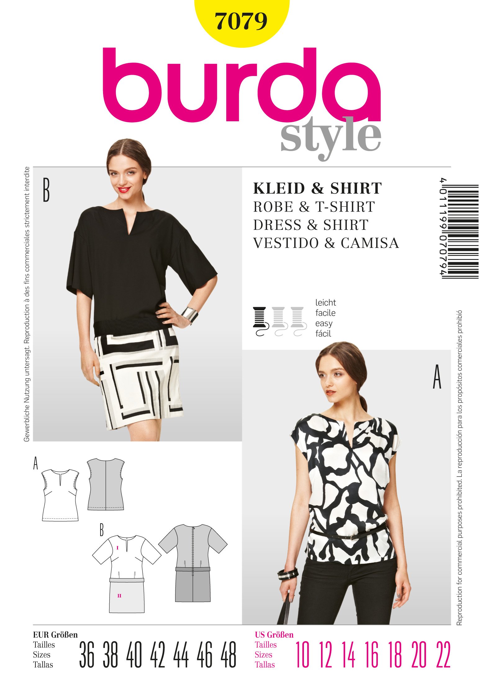 Patron Burda 7079 Robe et t-shirt